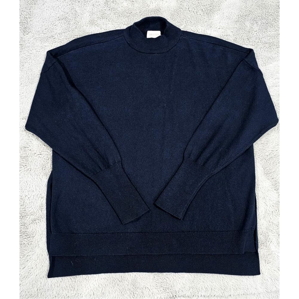 Brixton Sweater  85% Cotton, 15% Cashmere, Split Hem, Side Slit, Black,  Sz XS
